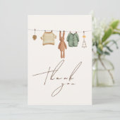 Minimalistisch Boho Winter Boy Clothes Kinderdusch Dankeskarte (Stehend Vorderseite)