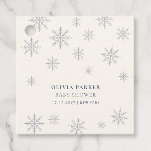 Minimalistisch Boho Winter Snowflake Babydusche Geschenkanhänger (Vorderseite)