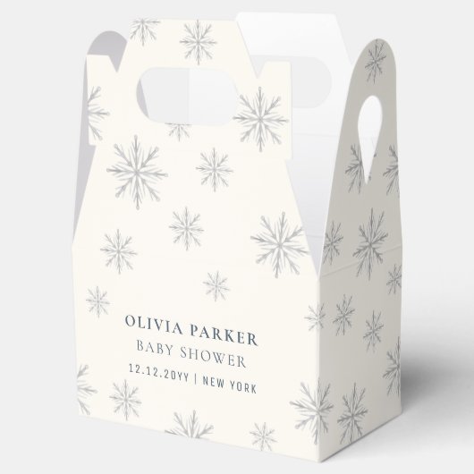Minimalistisch Boho Winter Snowflake Babydusche Geschenkschachtel (Geöffnet)