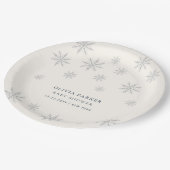 Minimalistisch Boho Winter Snowflake Babydusche Pappteller (Schrägansicht)