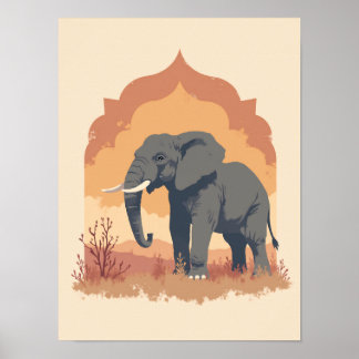 Minimalistisch Boho Wise Elephant Abstrakte Mauer Poster