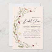 Minimalistisch Boho Wreath Wildblume Brautparty Einladung (Vorderseite)