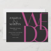 Minimalistisch Bold Magenta Black Wedding Einladung (Vorderseite)