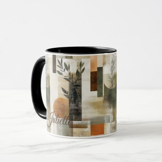 Minimalistisch Botanisch - Gewohnt erdig Abstrakt Tasse (Vorderseite Links)