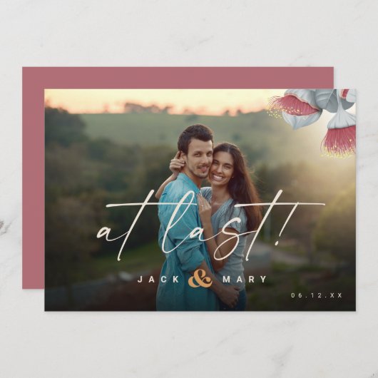 Minimalistisch Botanisch Save the Date mit Foto (Vorne/Hinten)