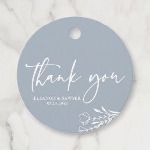 Minimalistisch Bouquet Dusty Blue Wedding Vielen D Geschenkanhänger