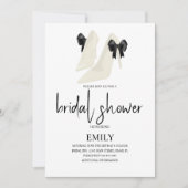 Minimalistisch Bow Black Wedding Heelses Brautpart Einladung (Vorderseite)