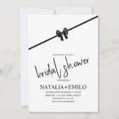 Minimalistisch Bow Schwarz-weiß Brautparty Brunch Einladung (Vorderseite)
