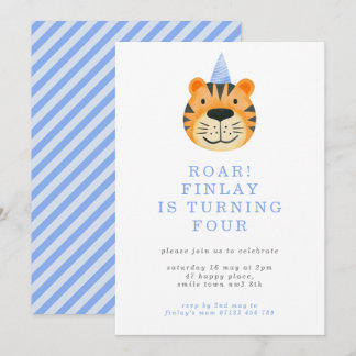 Minimalistisch Boys 4. Geburtstag Tiger Party Invi Einladung