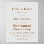 Minimalistisch-Braun-Hochzeit - Unplugged Zeremoni Poster (Vorne)