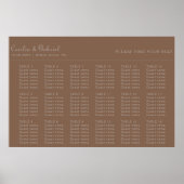 Minimalistisch-braune Abend-Hochzeitstabelle Poster (Vorne)