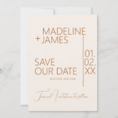 Minimalistisch-braune Beige Typ Daten speichern Einladung (Vorderseite)