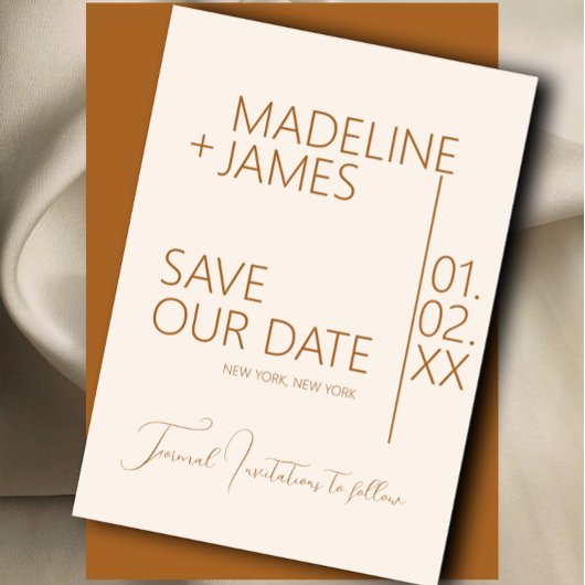 Minimalistisch-braune Beige Typ Daten speichern Einladung