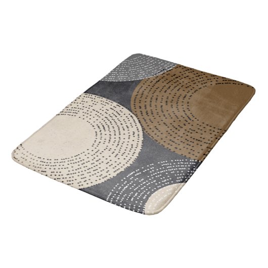 Minimalistisch-braune graue Kreise Badematte (Schrägansicht)