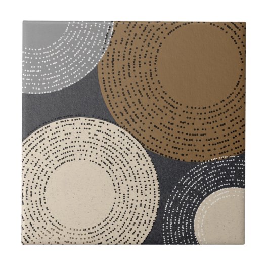 Minimalistisch-braune graue Kreise Fliese (Vorderseite)