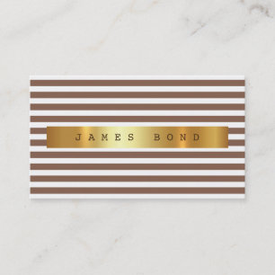 Minimalistisch braune Streifen Vip Golden Foil Visitenkarte