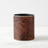 Minimalistisch-braune Terracotta, schwarz-floral z Tasse (Zentrum)