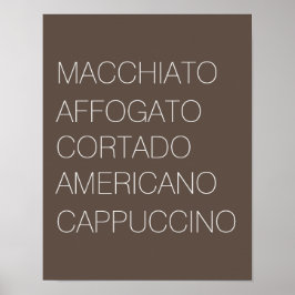 Minimalistisch-braune und weiße Kaffeetypen Drucke