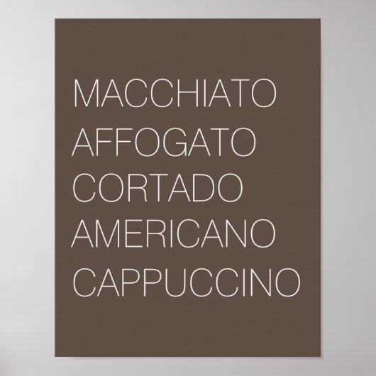 Minimalistisch-braune und weiße Kaffeetypen Drucke (Vorne)