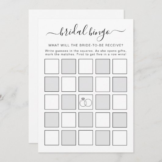 Minimalistisch Bridal Bingo Game Brautparty Einladung (Vorne/Hinten)