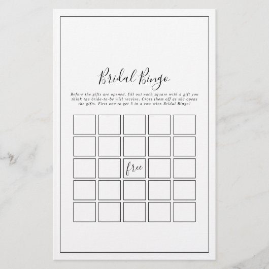 Minimalistisch Bridal Bingo Game Flyer (Vorne)