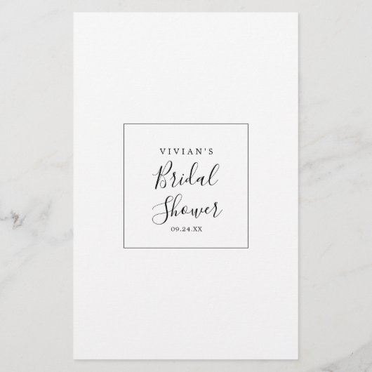 Minimalistisch Bridal Bingo Game Flyer (Hinten)