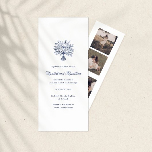 Minimalistisch Bridal Bouquet Sketch Lesezeichen H Einladung