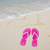 Minimalistisch Bride Stamm Neon Pink Bachelorette Badesandalen