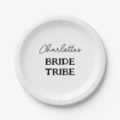 Minimalistisch Bride Tribe Bachelorette Name Pappteller (Vorderseite)