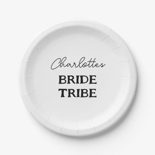 Minimalistisch Bride Tribe Bachelorette Name Pappteller (Vorderseite)