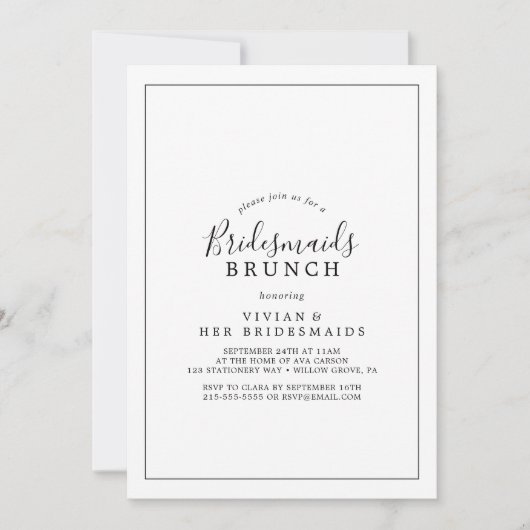 Minimalistisch Bridesmaids Brunch Einladung (Vorderseite)