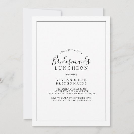 Minimalistisch Bridesmaids Luncheon Einladung (Vorderseite)