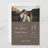 Minimalistisch Brown 2 Fotos Hochzeit Einladung (Vorderseite)