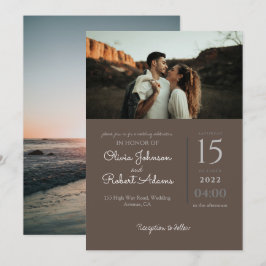 Minimalistisch Brown 2 Fotos Hochzeit Einladung