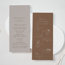 Minimalistisch Brown Abend Boho Timeline Wedding Programm