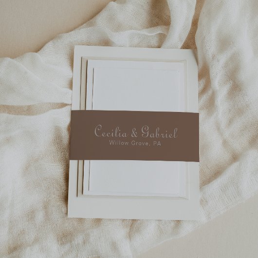 Minimalistisch Brown Abend Boho Wedding Einladungsbanderole