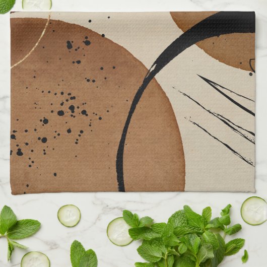 Minimalistisch Brown Abstrakt Geschirrtuch (Gefaltet)