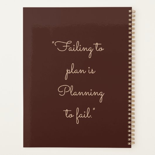 Minimalistisch Brown Custom Monthly Planer (Rückseite)