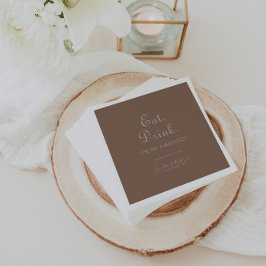 Minimalistisch Brown Eat Drink Wir sind Verheirate Serviette