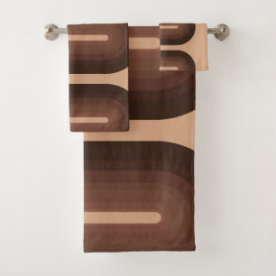 Minimalistisch Brown Geo Badhandtuch Set