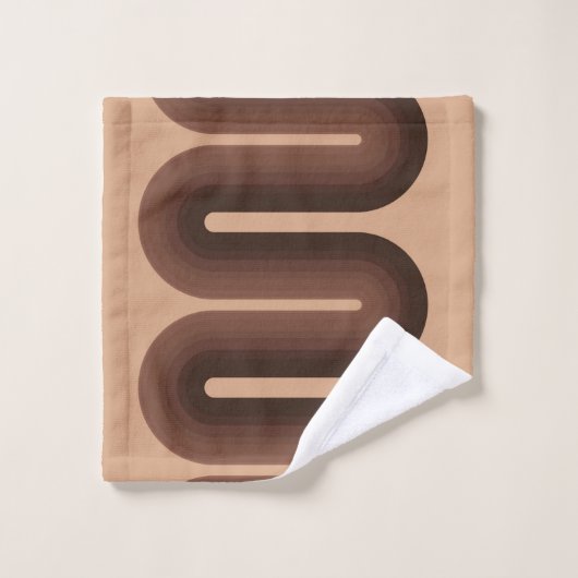 Minimalistisch Brown Geo Badhandtuch Set (Waschlappen)