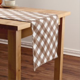 Minimalistisch Brown Gingham Kariert Pattern Kurzer Tischläufer
