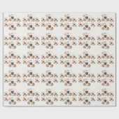 Minimalistisch Brown Hearts Blumenmuster Geschenkpapier (Flach)