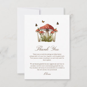 Minimalistisch Brown Maroon Mushroom Thema Kinderd Dankeskarte
