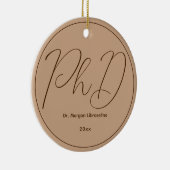Minimalistisch Brown Mocha Name PhD Abschluss Keramik Ornament (Rechts)