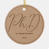 Minimalistisch Brown Mocha Name PhD Abschluss Keramik Ornament (Vorne)