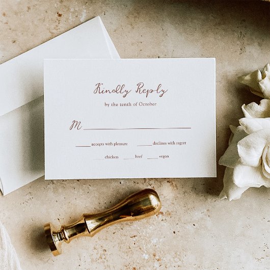 Minimalistisch Brown Rustic Wedding | Wahl RSVP Karte