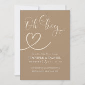 Minimalistisch Brown Tan Elegant Oh Boy Baby Showe Einladung (Vorderseite)