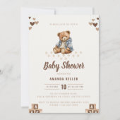 Minimalistisch Brown Teddy Bear Baby Dusche Einlad Einladung (Vorderseite)