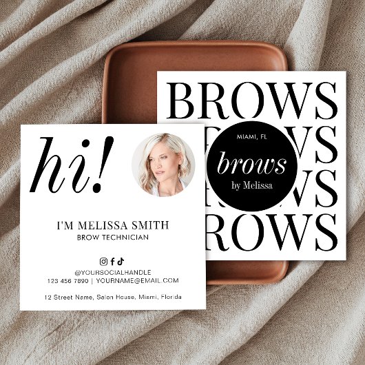 Minimalistisch Brows Microblading Elegantes Salon  Quadratische Visitenkarte